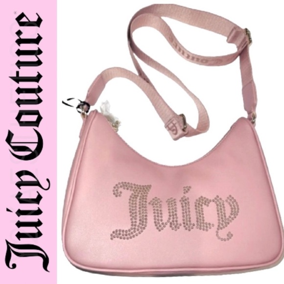 Juicy Couture Handbags - NEW Juicy Couture Pink Clay Obsession Crossbody Bag With Rhinestones+Gold